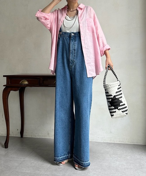 DouDou（ドゥドゥ）の「フレンチリネンシャツ（シャツ/ブラウス・レディース・アイボリー/ピンク/チャコールグレー・FREE）」の19枚目の写真