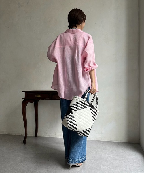 DouDou（ドゥドゥ）の「フレンチリネンシャツ（シャツ/ブラウス・レディース・アイボリー/ピンク/チャコールグレー・FREE）」の18枚目の写真