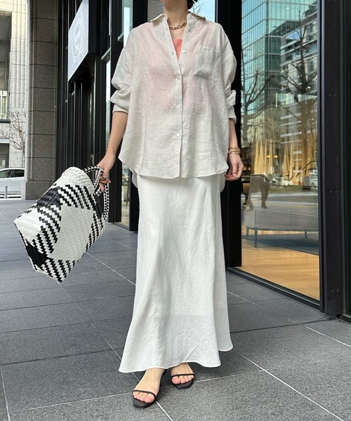 DouDou（ドゥドゥ）の「フレンチリネンシャツ（シャツ/ブラウス・レディース・アイボリー/ピンク/チャコールグレー・FREE）」の11枚目の写真