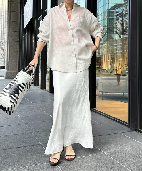 DouDou（ドゥドゥ）の「フレンチリネンシャツ（シャツ/ブラウス・レディース・アイボリー/ピンク/チャコールグレー・FREE）」の10枚目の写真