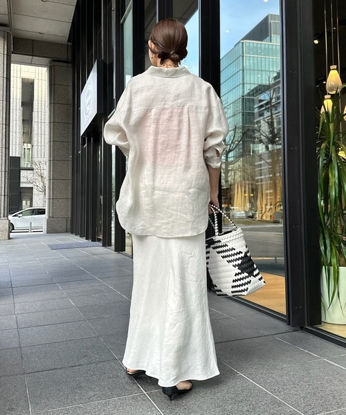 DouDou（ドゥドゥ）の「フレンチリネンシャツ（シャツ/ブラウス・レディース・アイボリー/ピンク/チャコールグレー・FREE）」の7枚目の写真