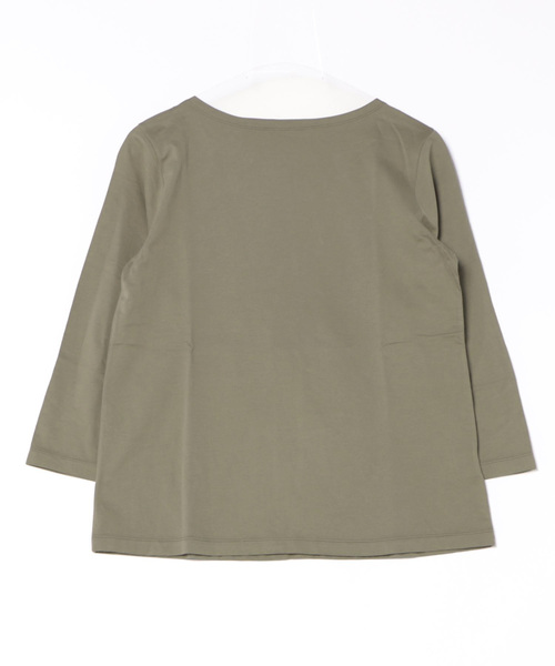 SIPULI（シプリ）の「［Elama］Organic Cotton Cross Jersey ボートネックプルオーバー（Tシャツ/カットソー・レディース・カーキ/ライトグレー・3/2）」の9枚目の写真