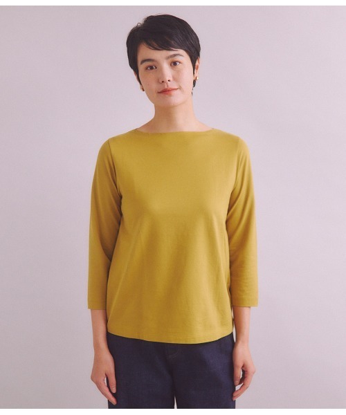 SIPULI（シプリ）の「［Elama］Organic Cotton Cross Jersey ボートネックプルオーバー（Tシャツ/カットソー・レディース・カーキ/ライトグレー・3/2）」の15枚目の写真