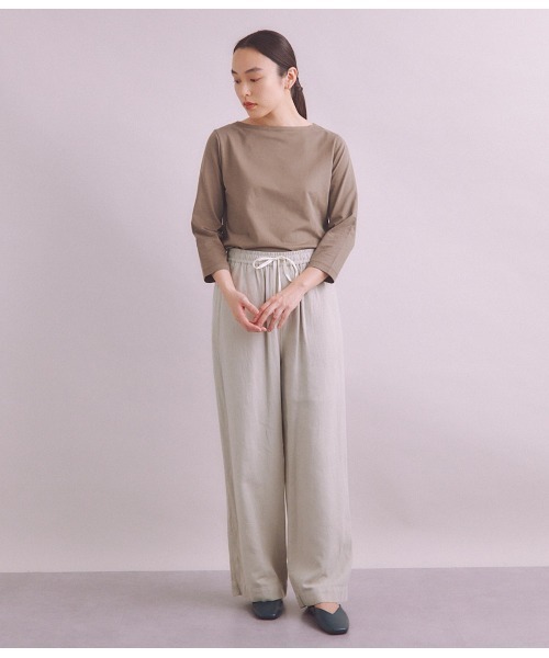 SIPULI（シプリ）の「［Elama］Organic Cotton Cross Jersey ボートネックプルオーバー（Tシャツ/カットソー・レディース・カーキ/ライトグレー・3/2）」の18枚目の写真