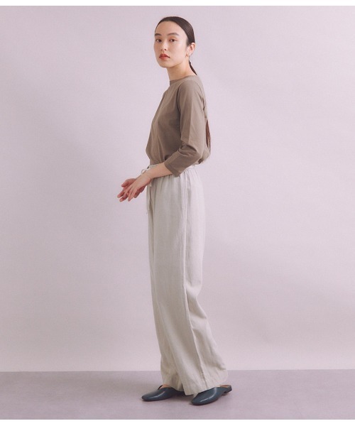 SIPULI（シプリ）の「［Elama］Organic Cotton Cross Jersey ボートネックプルオーバー（Tシャツ/カットソー・レディース・カーキ/ライトグレー・3/2）」の19枚目の写真