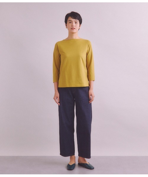 SIPULI（シプリ）の「［Elama］Organic Cotton Cross Jersey ボートネックプルオーバー（Tシャツ/カットソー・レディース・カーキ/ライトグレー・3/2）」の20枚目の写真