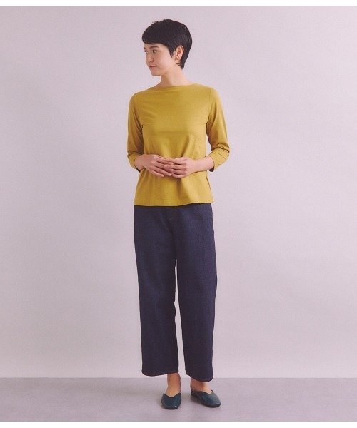 SIPULI（シプリ）の「［Elama］Organic Cotton Cross Jersey ボートネックプルオーバー（Tシャツ/カットソー・レディース・カーキ/ライトグレー・3/2）」の21枚目の写真
