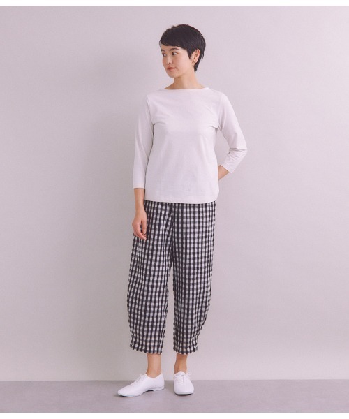 SIPULI（シプリ）の「［Elama］Organic Cotton Cross Jersey ボートネックプルオーバー（Tシャツ/カットソー・レディース・カーキ/ライトグレー・3/2）」の22枚目の写真