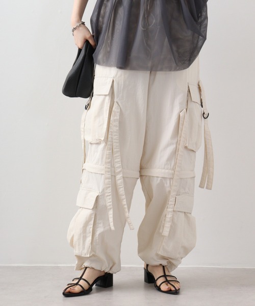 CLEL】2wayデザイン ナイロンテクノパンツ ホワイト S CLEL カーゴパンツ 「CLEL」2way Design Nylon Techno Pants