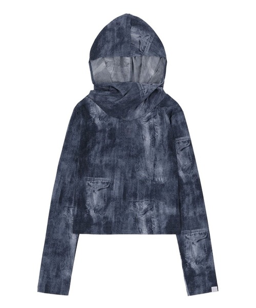 FANCY CLUB（ファンシークラブ）の「NASTY FANCY CLUB／デニムプリント シースルーフーディー 2116649（Tシャツ/カットソー・レディース・ブラック/ブルー・FREE）」の22枚目の写真