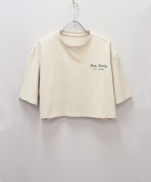 attiree（アティレー）の「ショート丈プリントTシャツ（Tシャツ/カットソー・レディース・ベージュ/グレー/ホワイト・FREE）」の7枚目の写真