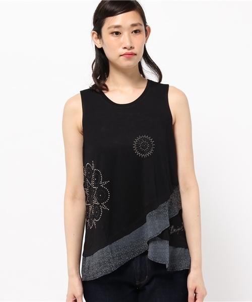 Desigual（デシグアル）の「★「Desigual/デシグアル」ノースリーブロングTシャツ（Tシャツ/カットソー・レディース・ブラック・LARGE/SMALL/MEDIUM/X-SMALL/X-LARGE）」の2枚目の写真