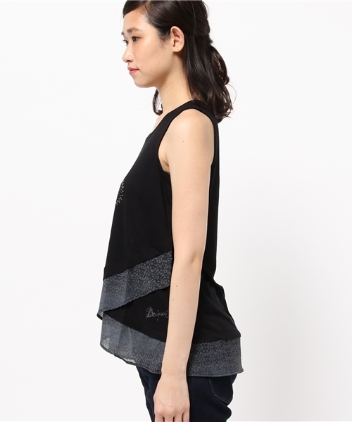 Desigual（デシグアル）の「★「Desigual/デシグアル」ノースリーブロングTシャツ（Tシャツ/カットソー・レディース・ブラック・LARGE/SMALL/MEDIUM/X-SMALL/X-LARGE）」の3枚目の写真