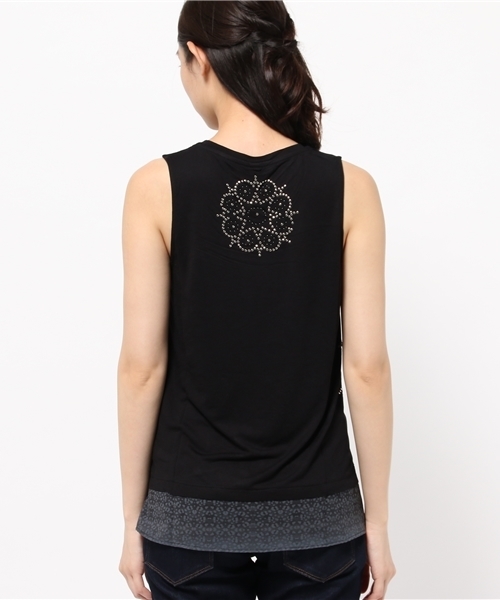 Desigual（デシグアル）の「★「Desigual/デシグアル」ノースリーブロングTシャツ（Tシャツ/カットソー・レディース・ブラック・LARGE/SMALL/MEDIUM/X-SMALL/X-LARGE）」の4枚目の写真
