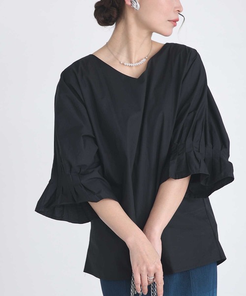 Sawa a la mode（サワアラモード）の「つぼみ袖ドルマントップス（シャツ/ブラウス・レディース・ホワイト/ブラック・FREE）」の2枚目の写真