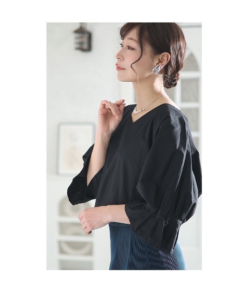 Sawa a la mode（サワアラモード）の「つぼみ袖ドルマントップス（シャツ/ブラウス・レディース・ホワイト/ブラック・FREE）」の10枚目の写真