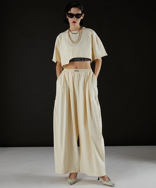 PRANK PROJECT（プランクプロジェクト）の「ボリュームジャージパンツ/ Volume Jersey Pants（ワンピース・レディース・アイボリー/カーキ/チャコールグレー・36/38）」の4枚目の写真