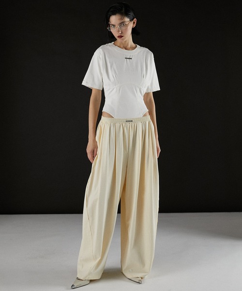 PRANK PROJECT（プランクプロジェクト）の「ボリュームジャージパンツ/ Volume Jersey Pants（ワンピース・レディース・アイボリー/カーキ/チャコールグレー・36/38）」の6枚目の写真