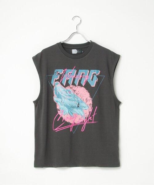 VENCEEXCHANGE（ヴァンスエクスチェンジ）の「ビッグシルエットプリントノースリーブ（Tシャツ/カットソー・メンズ・ダークグレー/ブラック/チェック/ストライプ/チャコール/その他1・M/L）」の4枚目の写真