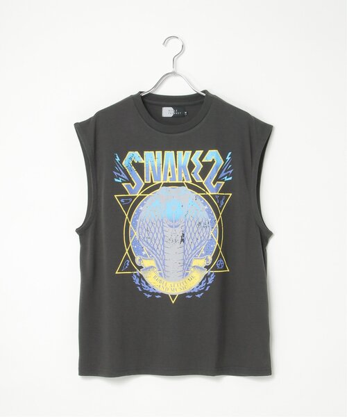 VENCEEXCHANGE（ヴァンスエクスチェンジ）の「ビッグシルエットプリントノースリーブ（Tシャツ/カットソー・メンズ・ダークグレー/ブラック/チェック/ストライプ/チャコール/その他1・M/L）」の7枚目の写真