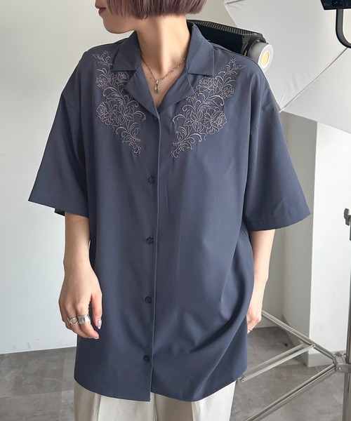 apres jour mignon（アプレジュールミニョン）の「刺繍開襟シャツ【ZOZOTOWN限定アイテム】（シャツ/ブラウス・レディース・ブラック/ブルー/チャコールグレー・X-LARGE/フリー）」の20枚目の写真