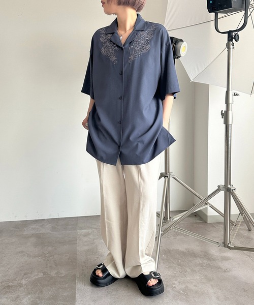 apres jour mignon（アプレジュールミニョン）の「刺繍開襟シャツ【ZOZOTOWN限定アイテム】（シャツ/ブラウス・レディース・ブラック/ブルー/チャコールグレー・X-LARGE/フリー）」の22枚目の写真