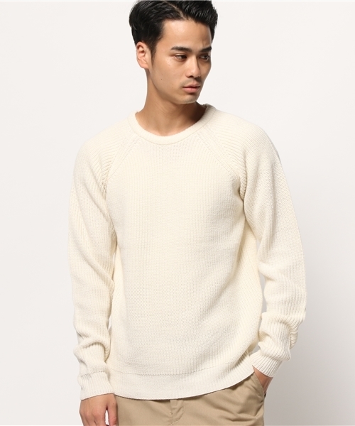 WEGO(ウィゴー)の「WEGO/畦編ニット(ニット/セーター・メンズ・ホワイト/グレー/カーキ/ブルー・LARGE/MEDIUM)」の5枚目の写真