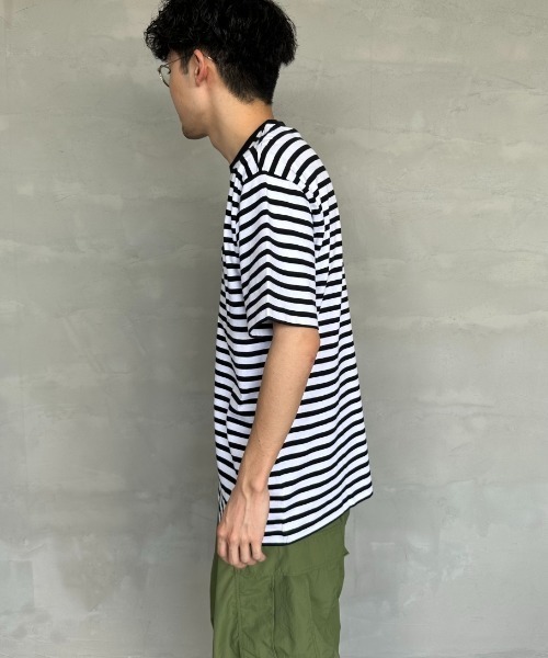 Carhartt WIP（カーハートダブリューアイピー）の「[carhartt WIP/カーハートダブリューアイピー] ワンポイントロゴ ボーダーポケットTシャツ（Tシャツ/カットソー・レディース・ブルー/ブラック・M/L）」の10枚目の写真