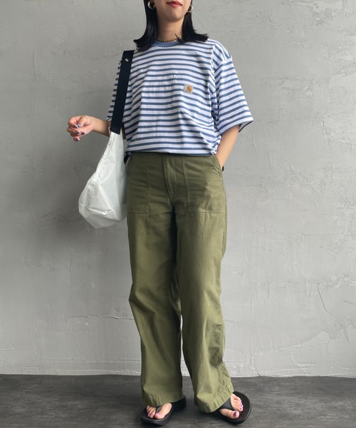 Carhartt WIP（カーハートダブリューアイピー）の「[carhartt WIP/カーハートダブリューアイピー] ワンポイントロゴ ボーダーポケットTシャツ（Tシャツ/カットソー・レディース・ブルー/ブラック・M/L）」の14枚目の写真