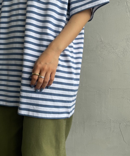 Carhartt WIP（カーハートダブリューアイピー）の「[carhartt WIP/カーハートダブリューアイピー] ワンポイントロゴ ボーダーポケットTシャツ（Tシャツ/カットソー・レディース・ブルー/ブラック・M/L）」の20枚目の写真