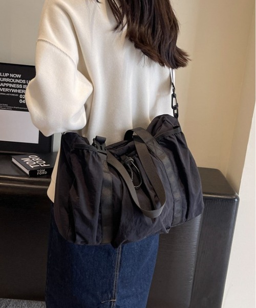 lit.Cy(リットシー)の「2way ドロストボストンバッグ スポーツバッグ トラベルバッグ(ボストンバッグ・レディース・ブラック/ブラウン/オフホワイト/カーキ・FREE)」の8枚目の写真