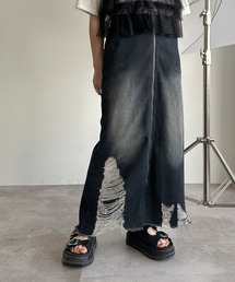 オーバーダイダメージジップデニムスカート【ZOZOTOWN限定アイテム】