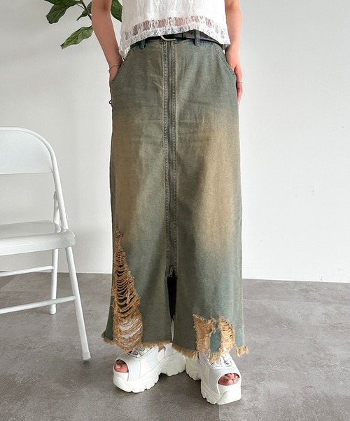 apres jour mignon（アプレジュールミニョン）の「オーバーダイダメージジップデニムスカート【ZOZOTOWN限定アイテム】（デニムスカート・レディース・ネイビー/インディゴブルー/ブラック系その他・SMALL/X-LARGE/MEDIUM）」の17枚目の写真