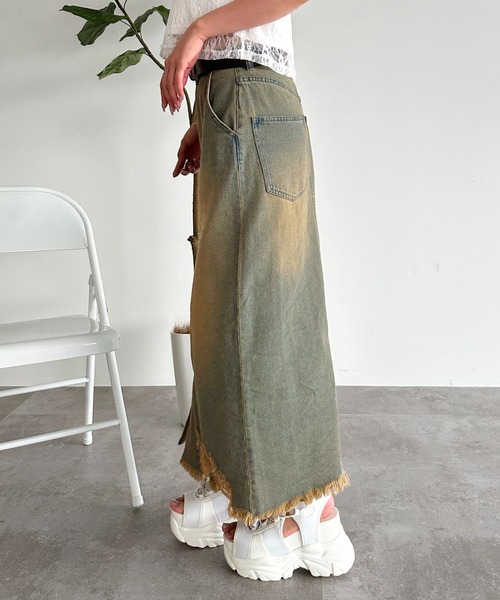 apres jour mignon（アプレジュールミニョン）の「オーバーダイダメージジップデニムスカート【ZOZOTOWN限定アイテム】（デニムスカート・レディース・ネイビー/インディゴブルー/ブラック系その他・SMALL/X-LARGE/MEDIUM）」の15枚目の写真