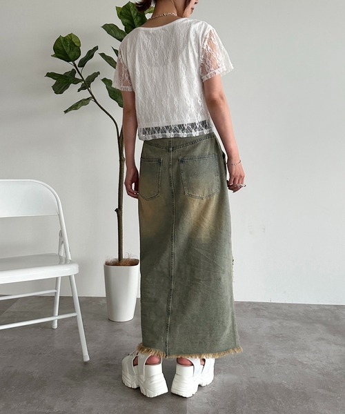 apres jour mignon（アプレジュールミニョン）の「オーバーダイダメージジップデニムスカート【ZOZOTOWN限定アイテム】（デニムスカート・レディース・ネイビー/インディゴブルー/ブラック系その他・SMALL/X-LARGE/MEDIUM）」の11枚目の写真