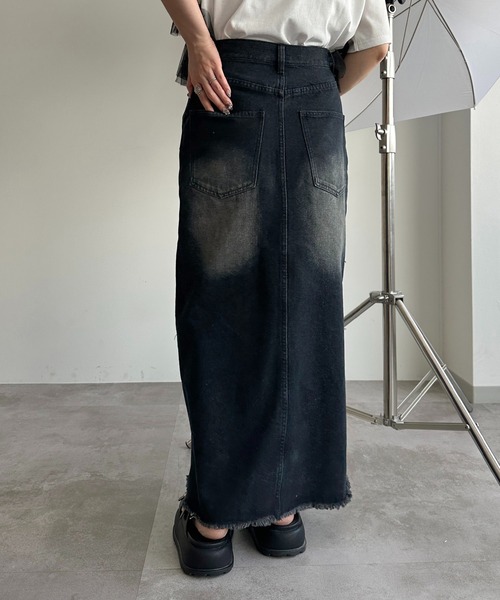 apres jour mignon（アプレジュールミニョン）の「オーバーダイダメージジップデニムスカート【ZOZOTOWN限定アイテム】（デニムスカート・レディース・ネイビー/インディゴブルー/ブラック系その他・SMALL/X-LARGE/MEDIUM）」の21枚目の写真