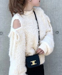 mily bilet（ミウィビレット）の「【mily bilet】冬も、ちらっと女性らしい肌見せ。肩スリットシャギーニットプルオーバー（ニット/セーター）」