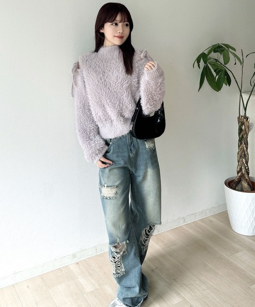セール】【mily bilet】冬も、ちらっと女性らしい肌見せ。肩
