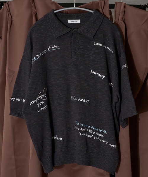 ONCILY（オンシェリー）の「COLOR EMBROIDERY POLO SHIRT / カラー刺繍ポロシャツ（ポロシャツ・メンズ・ネイビー/アイボリー/グレー・LARGE/SMALL/MEDIUM）」の3枚目の写真
