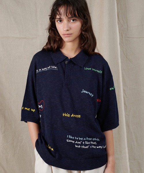 ONCILY（オンシェリー）の「COLOR EMBROIDERY POLO SHIRT / カラー刺繍ポロシャツ（ポロシャツ・メンズ・ネイビー/アイボリー/グレー・LARGE/SMALL/MEDIUM）」の20枚目の写真