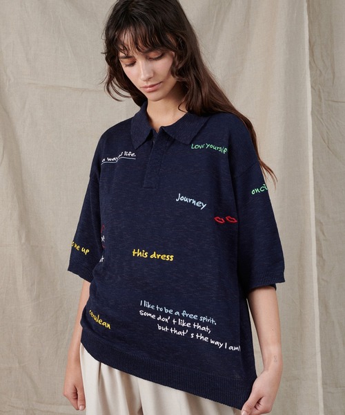 ONCILY（オンシェリー）の「COLOR EMBROIDERY POLO SHIRT / カラー刺繍ポロシャツ（ポロシャツ・メンズ・ネイビー/アイボリー/グレー・LARGE/SMALL/MEDIUM）」の22枚目の写真