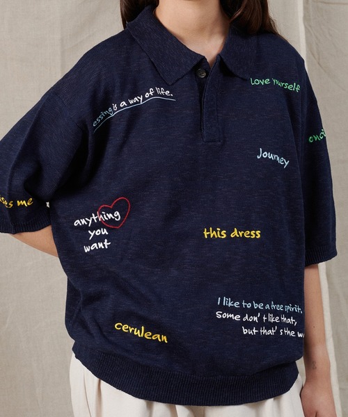 ONCILY（オンシェリー）の「COLOR EMBROIDERY POLO SHIRT / カラー刺繍ポロシャツ（ポロシャツ・メンズ・ネイビー/アイボリー/グレー・LARGE/SMALL/MEDIUM）」の21枚目の写真