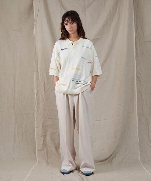 ONCILY（オンシェリー）の「COLOR EMBROIDERY POLO SHIRT / カラー刺繍ポロシャツ（ポロシャツ・メンズ・ネイビー/アイボリー/グレー・LARGE/SMALL/MEDIUM）」の12枚目の写真