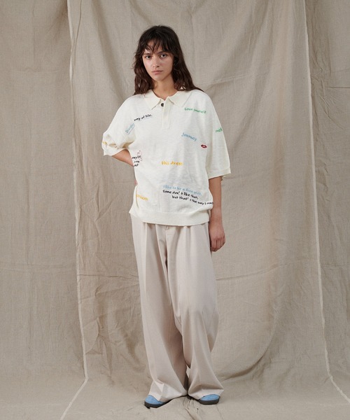 ONCILY（オンシェリー）の「COLOR EMBROIDERY POLO SHIRT / カラー刺繍ポロシャツ（ポロシャツ・メンズ・ネイビー/アイボリー/グレー・LARGE/SMALL/MEDIUM）」の13枚目の写真