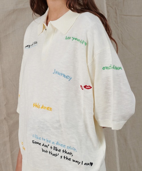 ONCILY（オンシェリー）の「COLOR EMBROIDERY POLO SHIRT / カラー刺繍ポロシャツ（ポロシャツ・メンズ・ネイビー/アイボリー/グレー・LARGE/SMALL/MEDIUM）」の11枚目の写真