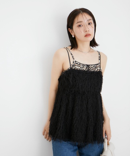 VIS（ビス）の「【洗える】プチリボン付きパターンメッシュキャミソール（キャミソール・レディース・ホワイト系その他/ライトグレー/その他・FREE）」の12枚目の写真