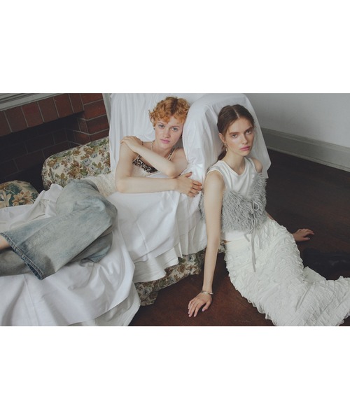 VIS（ビス）の「【洗える】プチリボン付きパターンメッシュキャミソール（キャミソール・レディース・ホワイト系その他/ライトグレー/その他・FREE）」の13枚目の写真