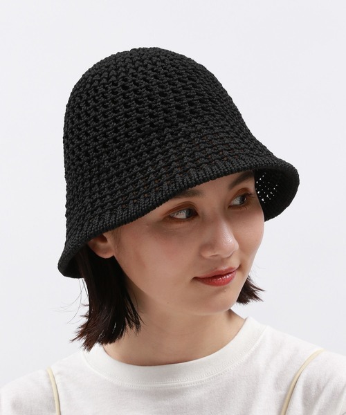 LAKOLE（ラコレ）の「透かし編みサーモハット / 126893（ハット・レディース・ブラック/オフホワイト・FREE）」の2枚目の写真