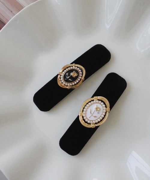 ヘアアクセサリー pontaro111 Port / ポート 】 ベロア ワンポイント モチーフ ヘアクリップ ( 2個