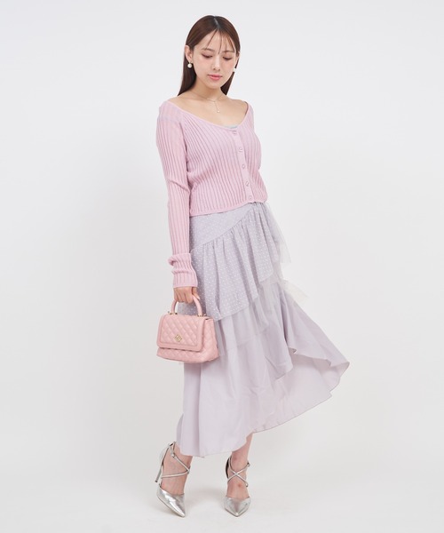 ROYAL PARTY(ロイヤルパーティー)の「ドットチュールラッフルイレヘムスカート(スカート・レディース・ライトグレー/ブラック/オフホワイト・FREE)」の21枚目の写真